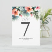 Invitation Numéro de tableau imprimable Hibiscus de Pêche à l (Debout devant)