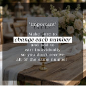 Invitation Numéro de tableau mariage 5x7 Script Tourbillonnan