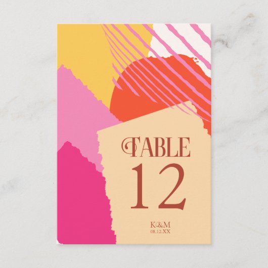 Invitation Numéro de tableau Mariage de blocs de couleurs - É (Devant)