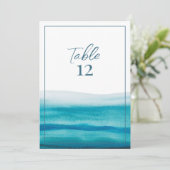 Invitation Numéro de tableau Mariage de l'aquarelle océanique (Debout devant)