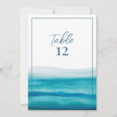 Invitation Numéro de tableau Mariage de l'aquarelle océanique (Dos)