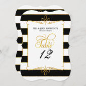 Invitation Numéro de tableau Noms Stried Script Gold Parties  (Devant / Derrière)