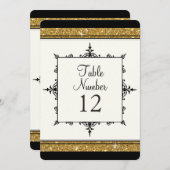 Invitation Numéro de tableau Parties scintillant ornementale  (Devant / Derrière)