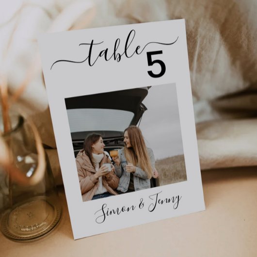 Invitation Numéro de tableau photo Signal Mariage 5x7
