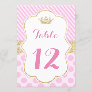 Invitation Numéro de tableau princesse parties scintillant or