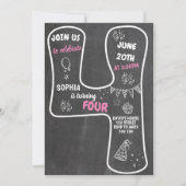 Invitation Numéro de tableau rose pour la fille de 4e anniver (Devant)