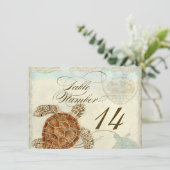 Invitation Numéro de tableau Sea Turtle Ocean Beach Mariage A (Debout devant)