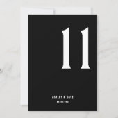 Invitation Numéro du tableau 11 Mariage noir en gras Numéro d (Devant)