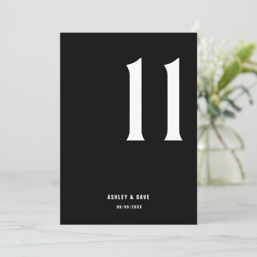Invitation Numéro du tableau 11 Mariage noir en gras Numéro d (Debout devant)
