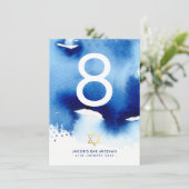 Invitation NUMÉRO DU TABLEAU Barre Mitzvah or étoile bleu aqu (Debout devant)