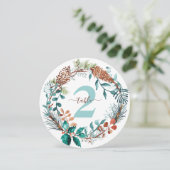 Invitation Numéro du tableau de la couronne de pin vert Eucal (Debout devant)