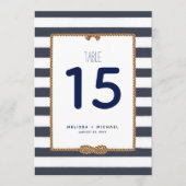 Invitation Numéro du tableau de noeuds nautiques bleu et blan (Devant)