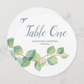 Invitation Numéro du tableau Eucalyptus aquarelle (Devant / Derrière)