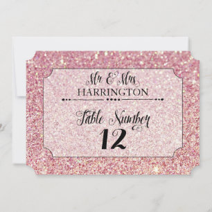 Invitation Numéro du tableau Parties scintillant rose M. & Mm