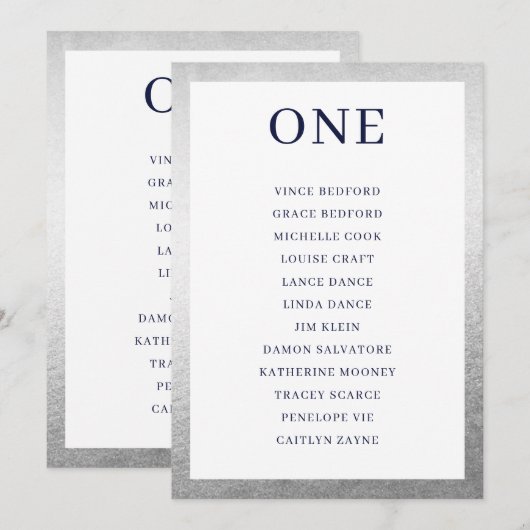 Invitation NUMÉRO DU TABLEAU Siège Graphique simple noir arge (Devant / Derrière)