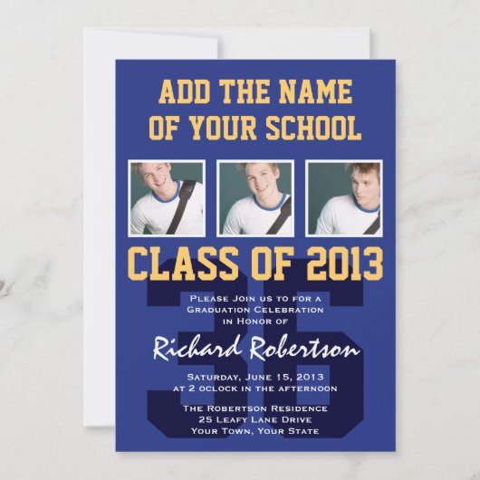 Invitation Numéro d'uniforme de la graduation sportive du jou (Devant)