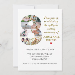 Invitation Numéro Huit Anniversaire du Mariage photo personna