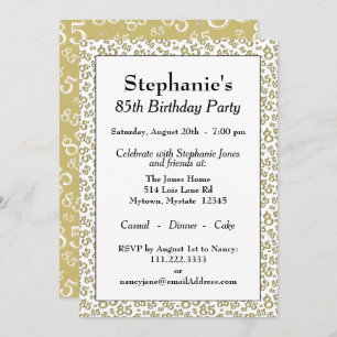 Invitation Numéro Motif 85 Cool Anniversaire Gold/White