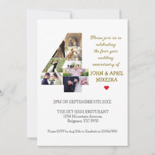 Invitation Numéro Quatre Anniversaire du Mariage photo person
