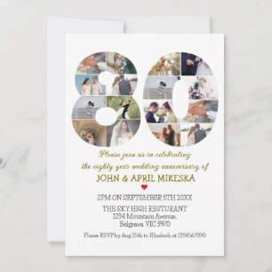 Invitation Numéro Quatre-vingts Anniversaire du Mariage photo