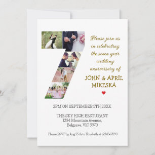 Invitation Numéro Sept Anniversaire du Mariage photo personna