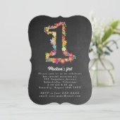 Invitation Numéro Un Printemps Floral 1er anniversaire Invita (Debout devant)