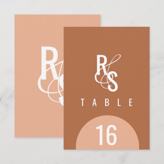 Invitation Numéros de sièges Mariage Terracotta foncé (Devant / Derrière)