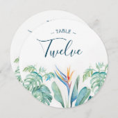 Invitation Numéros de tableau Aquarelle tropicale (Devant / Derrière)