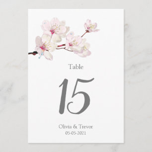 Invitation Numéros de tableau de fleurs de cerisiers roses Sa