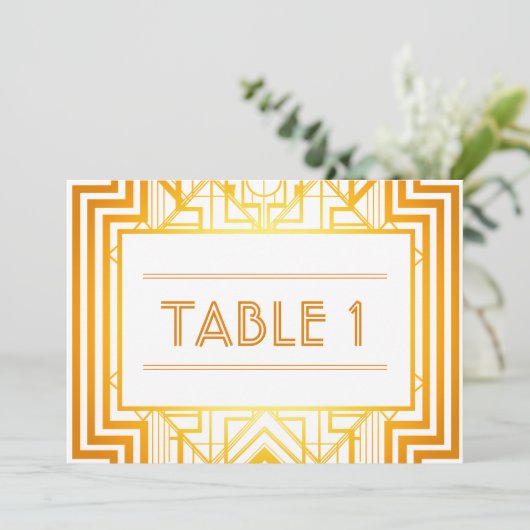 Invitation Numéros de tableau géométrique or (Debout devant)