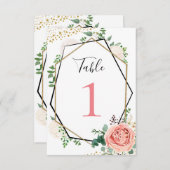 Invitation Numéros de tableau géométrique rose or moderne (Devant / Derrière)