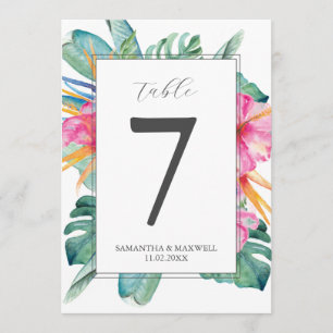 Invitation Numéros de tableau imprimables Florales tropicales