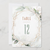 Invitation Numéros de tableau Mariage géométrique Gold & Gree (Dos)