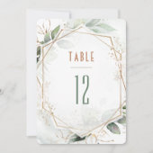 Invitation Numéros de tableau Mariage géométrique Gold & Gree (Devant)