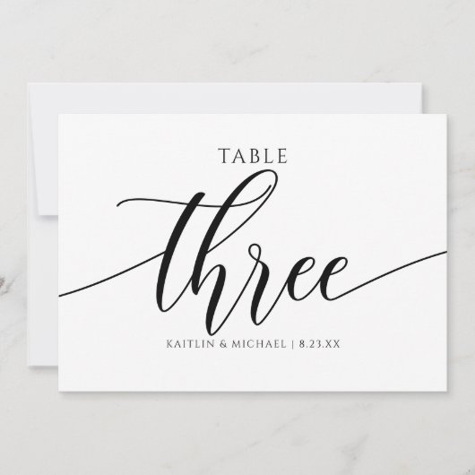 Invitation Numéros de tableau Mariage moderne Calligraphie - (Devant)