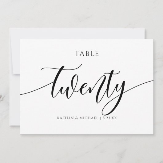 Invitation Numéros de tableau Mariage moderne Calligraphie - (Devant)
