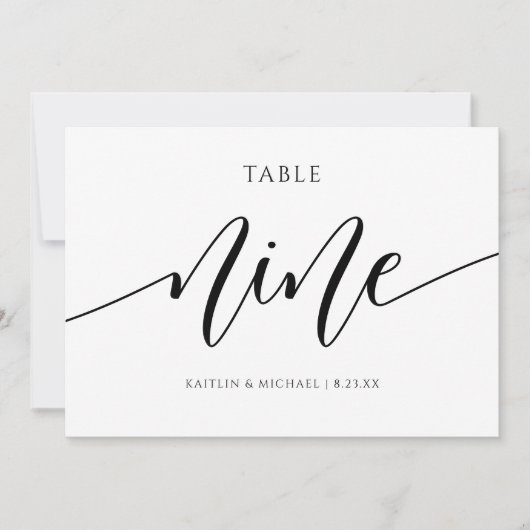 Invitation Numéros de tableau Mariage moderne Calligraphie - (Devant)