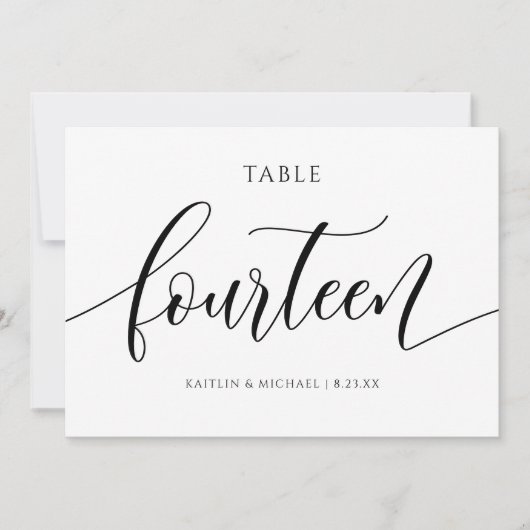 Invitation Numéros de tableau Mariage moderne Calligraphie - (Devant)