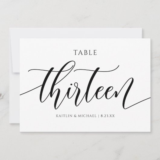 Invitation Numéros de tableau Mariage moderne Calligraphie - (Devant)