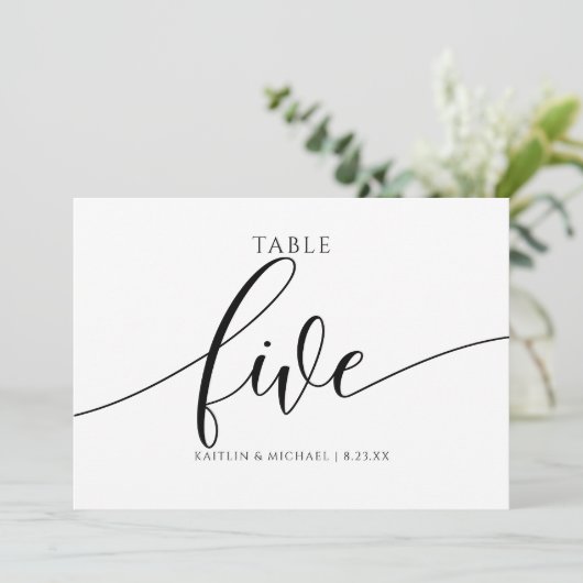 Invitation Numéros de tableau Mariage moderne Calligraphie - (Debout devant)