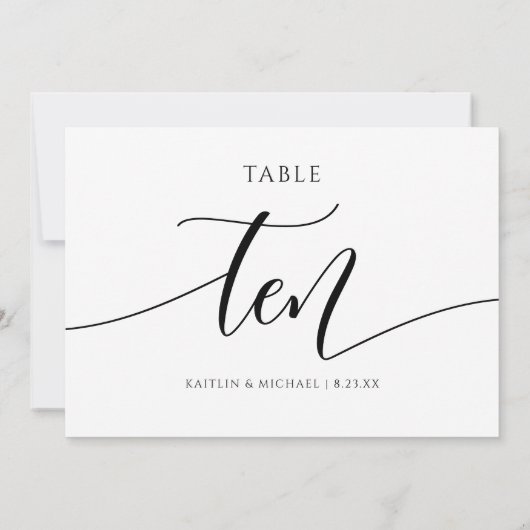 Invitation Numéros de tableau Mariage moderne Calligraphie -  (Dos)