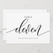 Invitation Numéros de tableau Mariage moderne Calligraphie -  (Devant / Derrière)