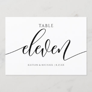 Invitation Numéros de tableau Mariage moderne Calligraphie - 