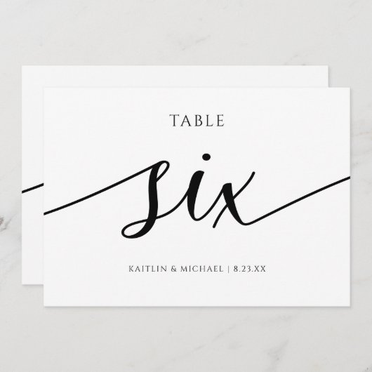 Invitation Numéros de tableau Mariage moderne Calligraphie -  (Devant / Derrière)