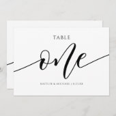 Invitation Numéros de tableau Mariage moderne Calligraphie -  (Devant / Derrière)