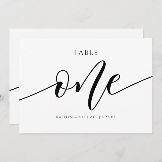 Invitation Numéros de tableau Mariage moderne Calligraphie - (Devant / Derrière)