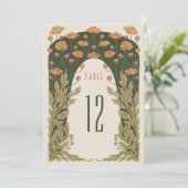 Invitation Numéros de tableau Mariage orange et olive (Debout devant)