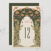 Invitation Numéros de tableau Mariage orange et olive (Devant / Derrière)