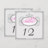 Invitation Numéros de tableau rétrospectif rose et gris (Devant / Derrière)