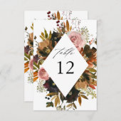 Invitation Numéros de tableau Rustique Gold, Purple et Rose F (Devant / Derrière)